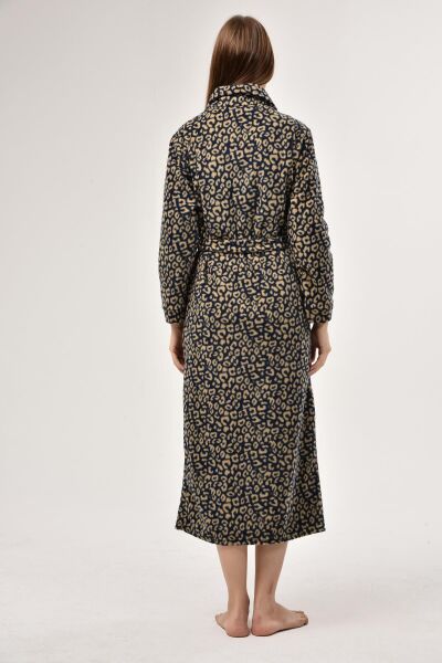 Likapa Uzun Şal Yaka Polar Sabahlık 226 LACİVERT LEOPAR - XL