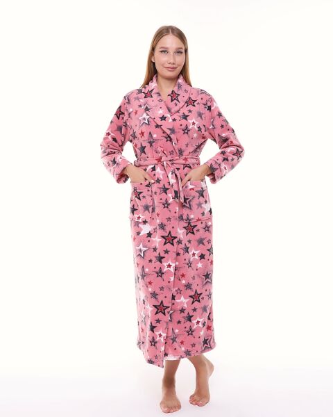 Likapa Uzun Şal Yaka Polar Sabahlık 226 L - PEMBE GRİ BÜYÜK YILDIZ