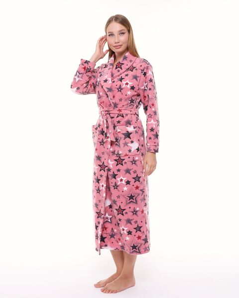Likapa Uzun Şal Yaka Polar Sabahlık 226 XL - PEMBE GRİ BÜYÜK YILDIZ