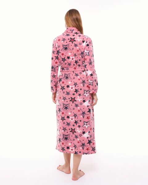 Likapa Uzun Şal Yaka Polar Sabahlık 226 2XL - PEMBE GRİ BÜYÜK YILDIZ