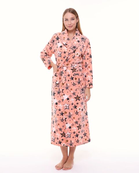 Likapa Uzun Şal Yaka Polar Sabahlık 226 XL - SOMON GRİ BÜYÜK YILDIZ