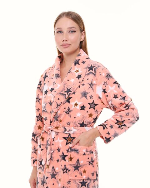 Likapa Uzun Şal Yaka Polar Sabahlık 226 XL - SOMON GRİ BÜYÜK YILDIZ