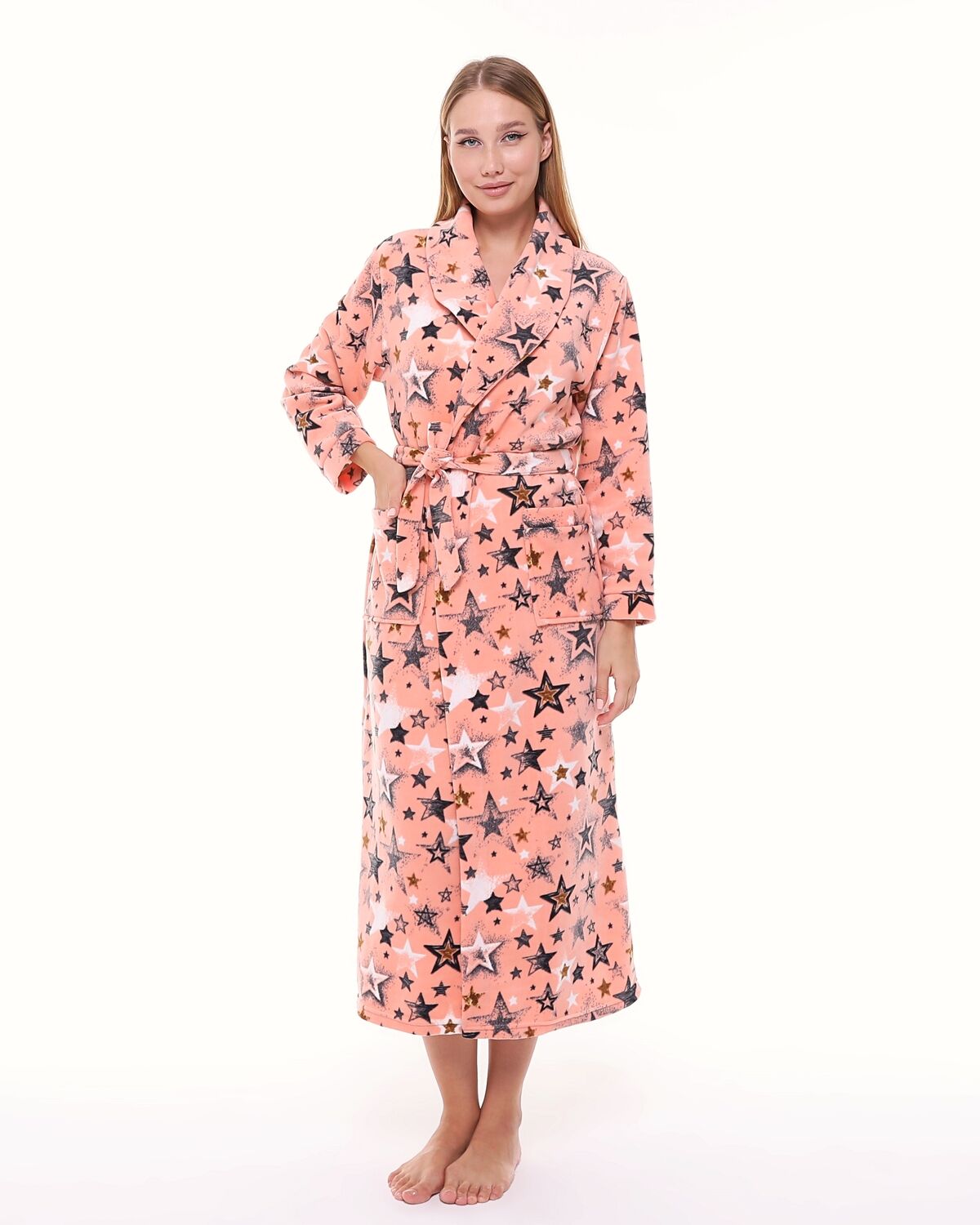 Likapa Uzun Şal Yaka Polar Sabahlık 226 2XL - SOMON GRİ BÜYÜK YILDIZ