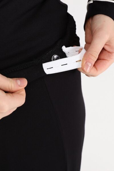 Likapa Önden Düğmeli Hamile Lohusa MEVSİMLİK UZUN KOL PİJAMA TAKIMI XL - SİYAH