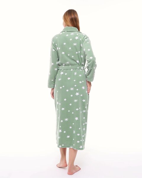 Likapa Uzun Şal Yaka Polar Sabahlık 226 2XL - MİNT BEYAZ YILDIZ