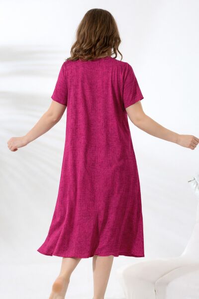 Likapa Yazlık Büyük Beden Viskon  V Yaka Kısa Kol Elbise 2688 2XL