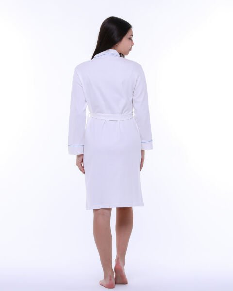 Likapa İnterlok Hamile Lohusa Uzun Kol Sabahlık 1356 L - EKRU - MAVİ BİYELİ