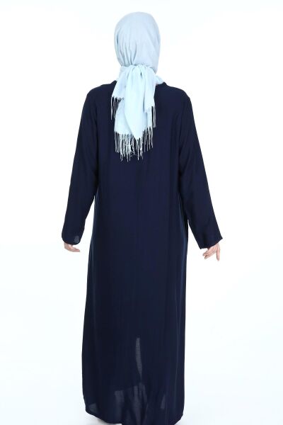 Tek Cepli Fermuarlı Viskon Namaz Elbisesi LACİVERT - 2