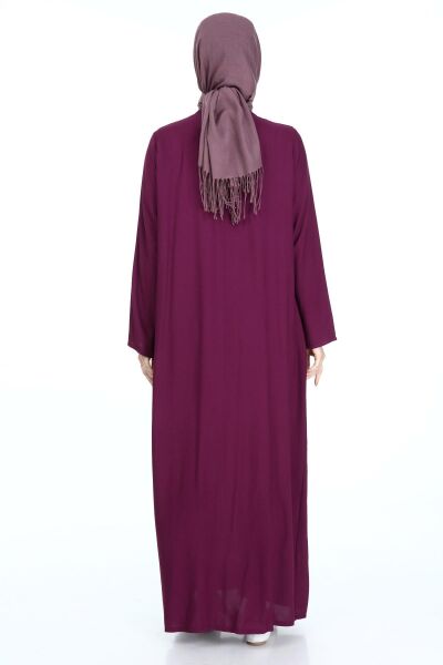 Tek Cepli Fermuarlı Viskon Namaz Elbisesi Mor - 3