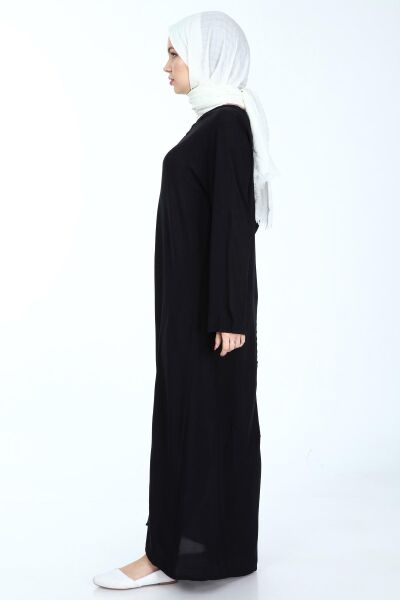 Tek Cepli Fermuarlı Viskon Namaz Elbisesi SİYAH - 2