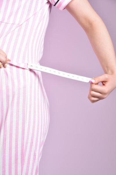 Likapa Penye Önden Düğmeli Hamile Lohusa KISA KOL PİJAMA TAKIMI ,%100 Cotton M - Somon Çizgili