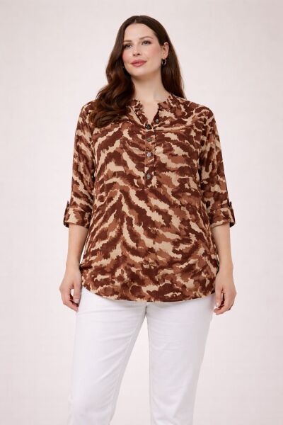 LİKAPASHOP Viskon Kumaş Önden Düğmeli Tunik 553 XL