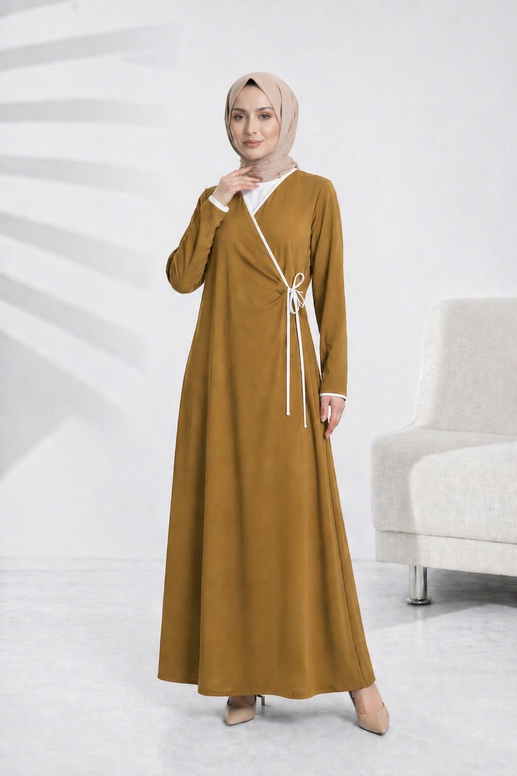 2001-01 Likapa Viskon Namaz Elbisesi Hardal - 3