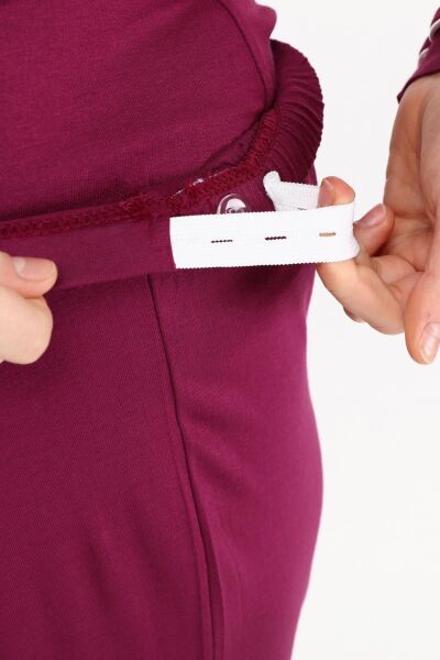 Likapa Önden Düğmeli Hamile Lohusa MEVSİMLİK UZUN KOL PİJAMA TAKIMI Bordo - XL