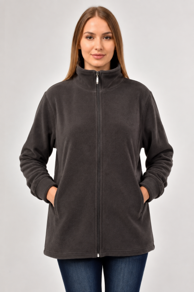 Likapa Fermuarlı Cepli Polar Mont 2XL - Antrasit Gri