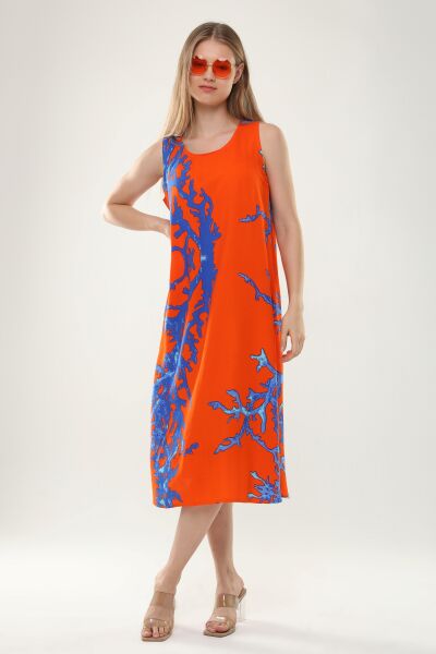 Likapa Yazlık Askılı Viskon Elbise 2691 TURUNCU MERCAN - L