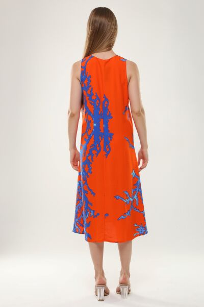 Likapa Yazlık Askılı Viskon Elbise 2691 TURUNCU MERCAN - XL