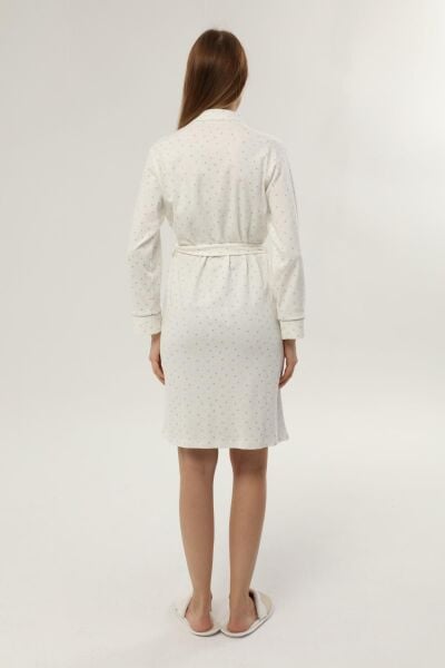 Likapa İnterlok Hamile Lohusa Uzun Kol Sabahlık 1356 EKRU - PEMBE BİYELİ - 2XL