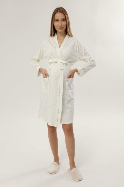 Likapa İnterlok Hamile Lohusa Uzun Kol Sabahlık 1356 Gri Yıldız - XL