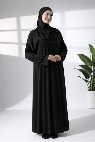 LİKAPASHOP Likralı Viskon Başörtülü Namaz Elbisesi 1874