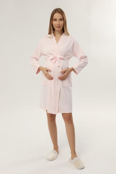 Likapa İnterlok Hamile Lohusa Uzun Kol Sabahlık 1356 Pembe - 2XL