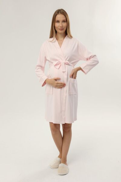 Likapa İnterlok Hamile Lohusa Uzun Kol Sabahlık 1356 Pembe - 2XL