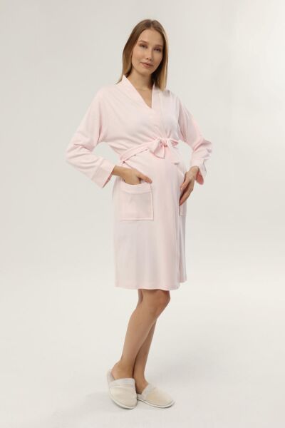 Likapa İnterlok Hamile Lohusa Uzun Kol Sabahlık 1356 Pembe - 2XL