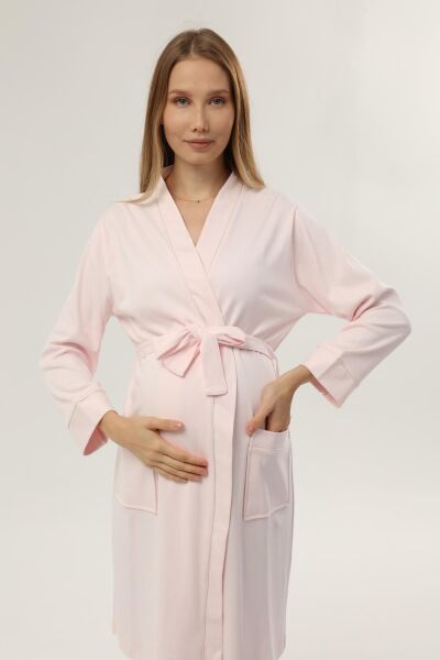 Likapa İnterlok Hamile Lohusa Uzun Kol Sabahlık 1356 Pembe - 3XL