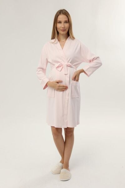 Likapa İnterlok Hamile Lohusa Uzun Kol Sabahlık 1356 Pembe - 3XL