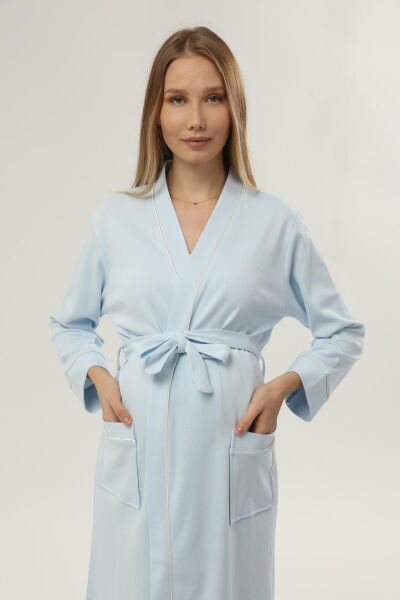 Likapa İnterlok Hamile Lohusa Uzun Kol Sabahlık 1356 Mavi - L