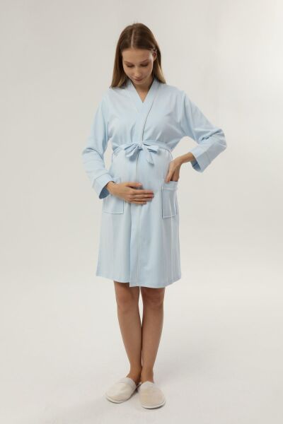 Likapa İnterlok Hamile Lohusa Uzun Kol Sabahlık 1356 Mavi - L