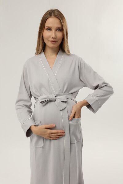Likapa İnterlok Hamile Lohusa Uzun Kol Sabahlık 1356 GRİ - 2XL