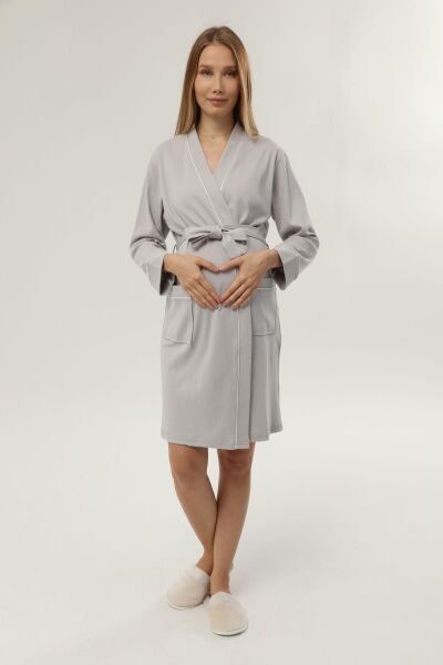 Likapa İnterlok Hamile Lohusa Uzun Kol Sabahlık 1356 GRİ - 3XL