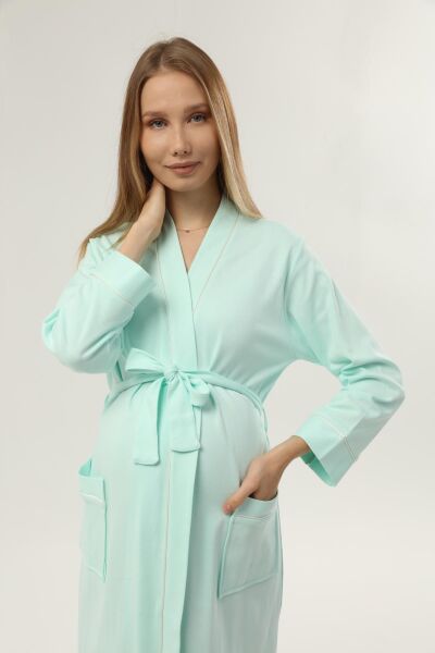 Likapa İnterlok Hamile Lohusa Uzun Kol Sabahlık 1356 Mint - M