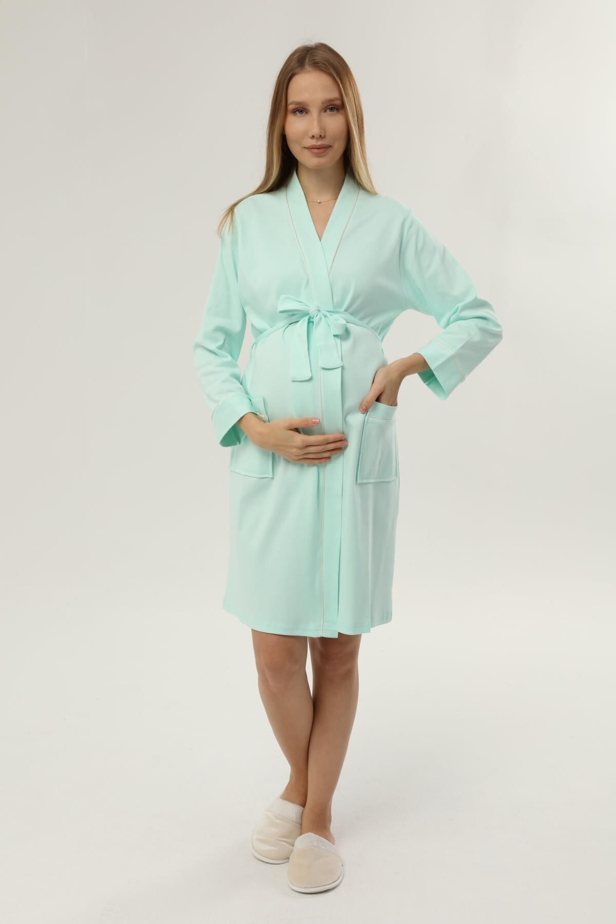Likapa İnterlok Hamile Lohusa Uzun Kol Sabahlık 1356 Mint - L