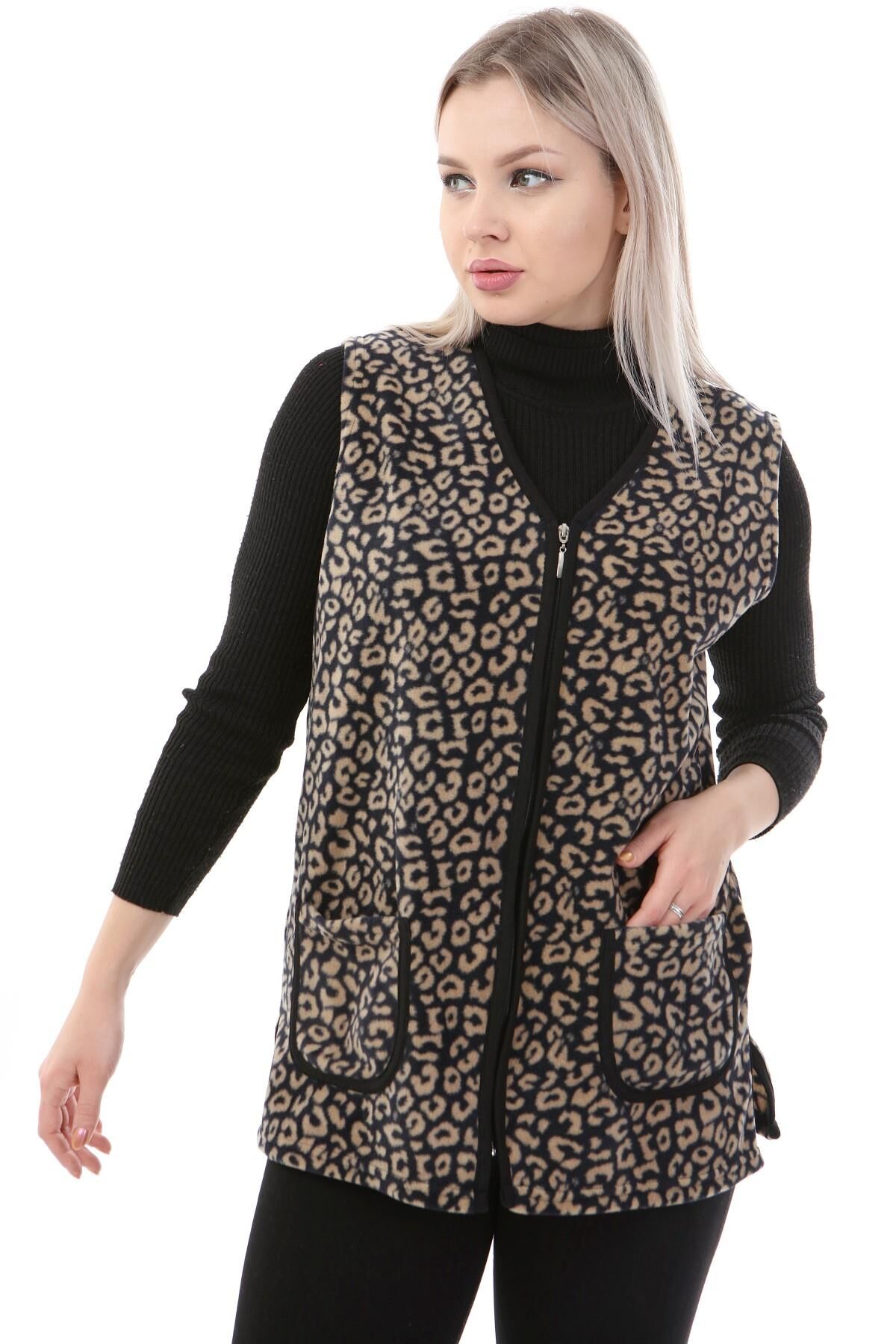 Likapa Polar Yelek 2XL - Siyah Leopar