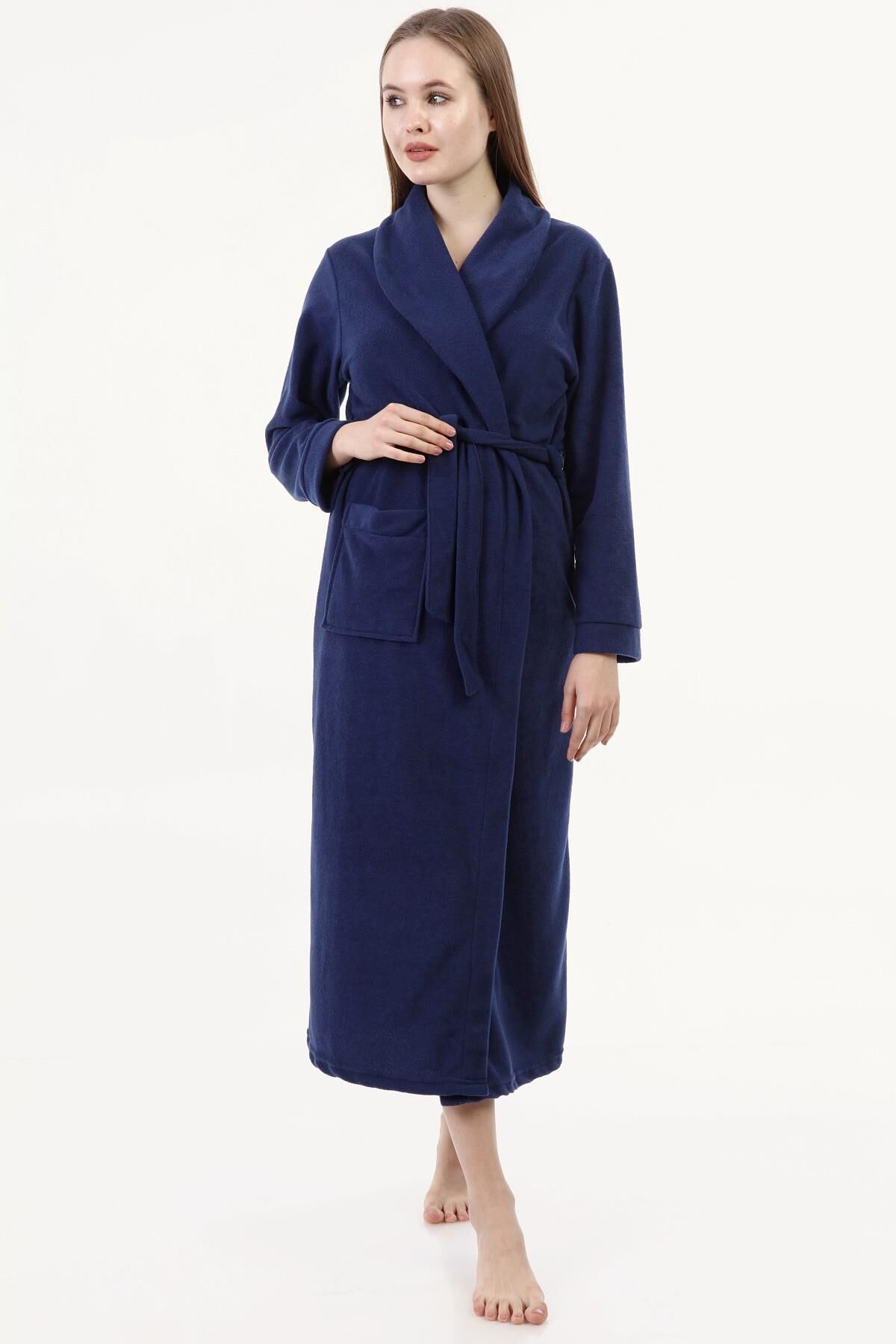 Likapa Uzun Şal Yaka Polar Sabahlık 226 LACİVERT - M
