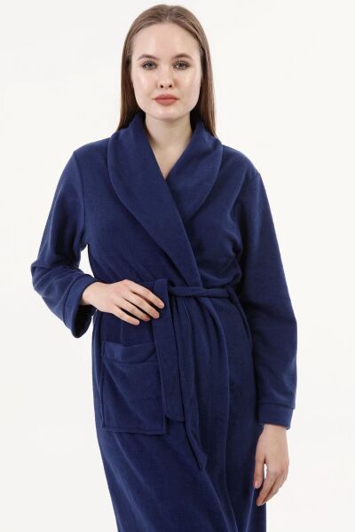 Likapa Uzun Şal Yaka Polar Sabahlık 226 LACİVERT - 2XL