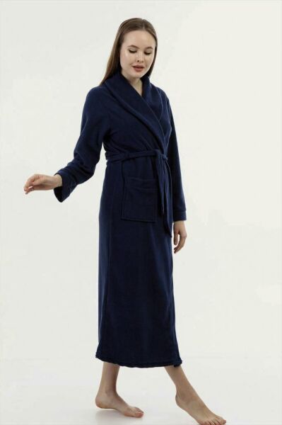 Likapa Uzun Şal Yaka Polar Sabahlık 226 KOYU LACİVERT - 2XL