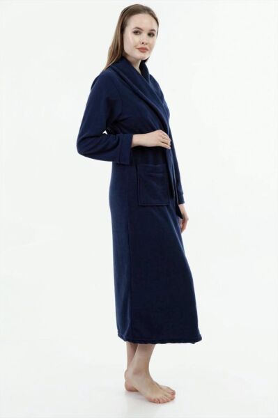 Likapa Uzun Şal Yaka Polar Sabahlık 226 KOYU LACİVERT - 2XL