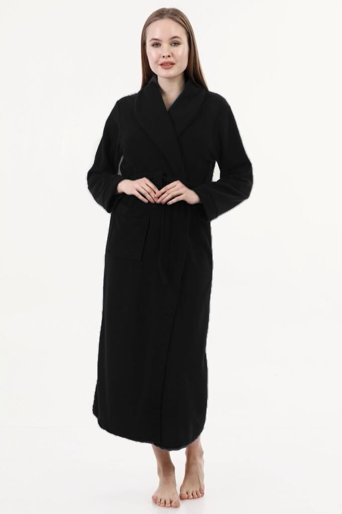 Likapa Uzun Şal Yaka Polar Sabahlık 226 SİYAH 02 - XL