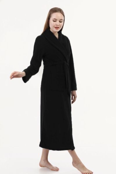 Likapa Uzun Şal Yaka Polar Sabahlık 226 SİYAH 02 - XL