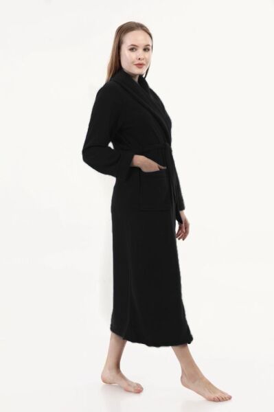 Likapa Uzun Şal Yaka Polar Sabahlık 226 SİYAH 02 - XL
