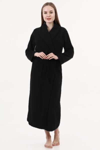 Likapa Uzun Şal Yaka Polar Sabahlık 226 SİYAH 02 - 2XL