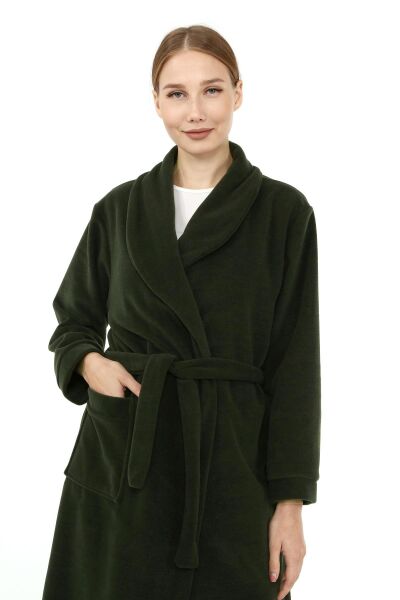 Likapa Uzun Şal Yaka Polar Sabahlık 226 HAKİ - 2XL