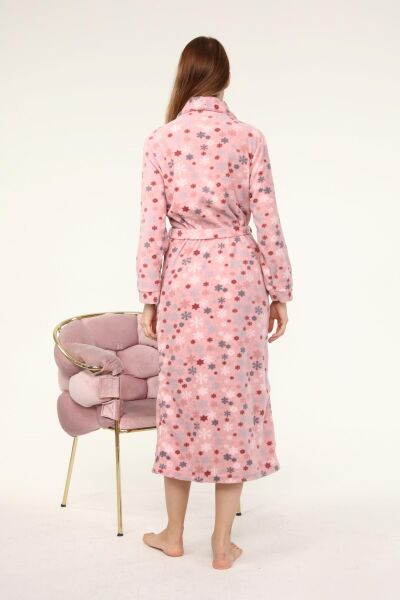 Likapa Uzun Şal Yaka Polar Sabahlık 226 Pembe Kar Tanesi - 2XL