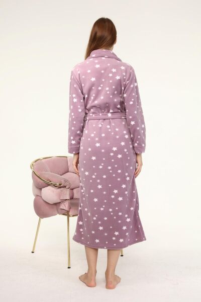 Likapa Uzun Şal Yaka Polar Sabahlık 226 Mor Yıldız - M