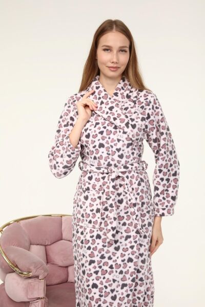 Likapa Uzun Şal Yaka Polar Sabahlık 226 SOMON KALPLİ - 2XL