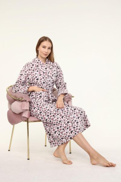 Likapa Uzun Şal Yaka Polar Sabahlık 226 SOMON KALPLİ - 2XL