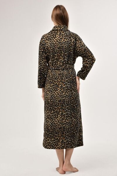 Likapa Uzun Şal Yaka Polar Sabahlık 226 Sarı Leopar - L